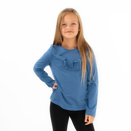 Girls Ruffle Long Sleeve Soft Jersey Tops in 2 Colours-Quality Brands Outlet-