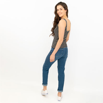 Oasis Womens Top Black White Stripe Sailor Summer Holiday Vest Dinner Relaxed-Quality Brands Outlet-