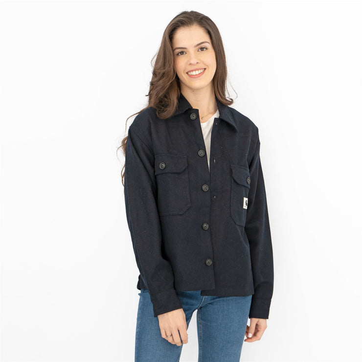 Carhartt Women Wiston Navy Overshirt Jacket Utility Long Sleeve Pockets Tops - Quality Brands Outlet - Black Friday Sale