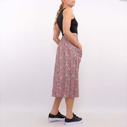 White Stuff Portray Pink Floral Print Lightweight Midi Skirt-Quality Brands Outlet-