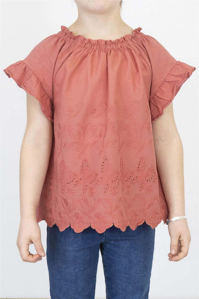 Next Girls Blouse Next Girls Red Embroidered Top
