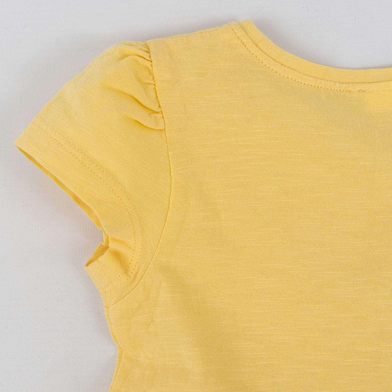 Next Girls Yellow Cotton Embroidered Short Sleeve Top