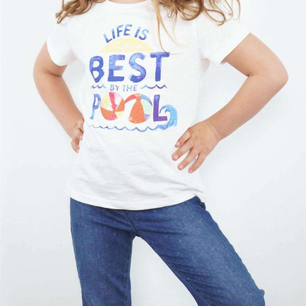 FatFace Girls T-Shirt FatFace Girls Summer Pool White Top