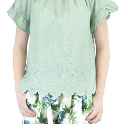 Next Girls Top 10 Years / Green Next Green Embroidered Butterfly Top