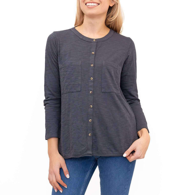 White Stuff Grey Marl Long Sleeve Pocket Top-Quality Brands Outlet-