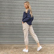 Hush-womens-Washed-beige-Cargo-Trousers-pockets-joggers