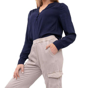 Hush-womens-Washed-beige-Cargo-Trousers-pockets-joggers