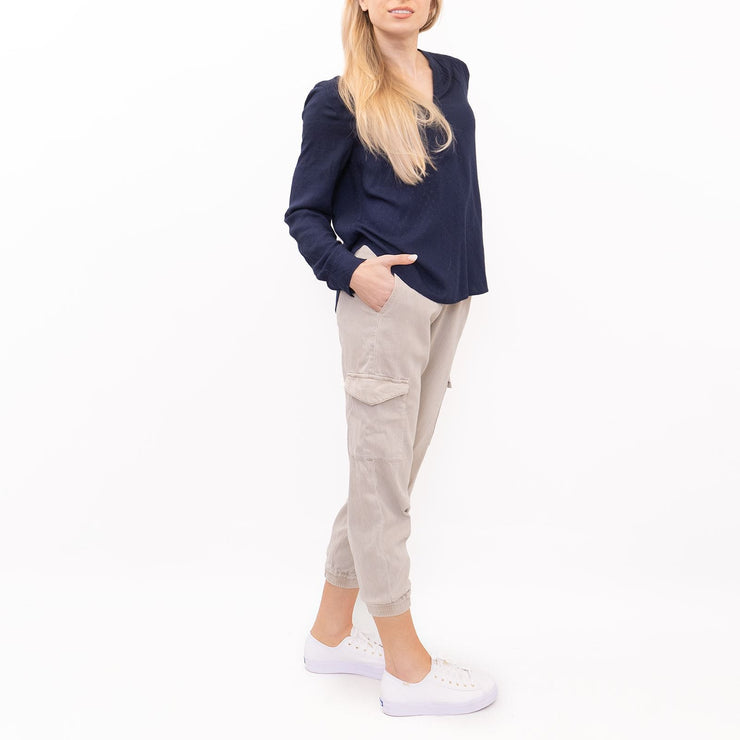 Hush-womens-Washed-beige-Cargo-Trousers-pockets-joggers