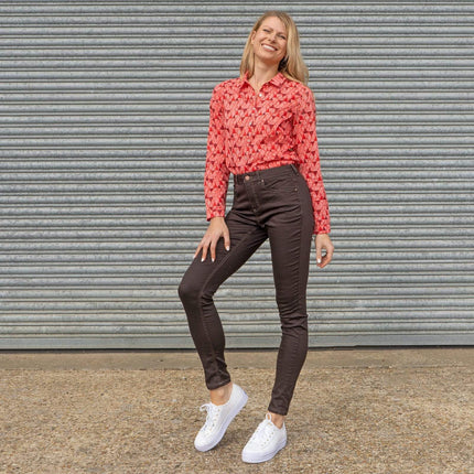 Monsoon High Waist Stretch Skinny Leg Brown Jeans-Quality Brands Outlet-