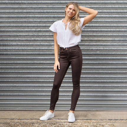 Monsoon High Waist Stretch Skinny Leg Brown Jeans-Quality Brands Outlet-