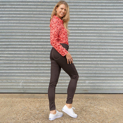 Monsoon High Waist Stretch Skinny Leg Brown Jeans-Quality Brands Outlet-