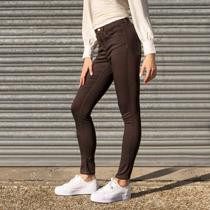 Monsoon High Waist Stretch Skinny Leg Brown Jeans-Quality Brands Outlet-