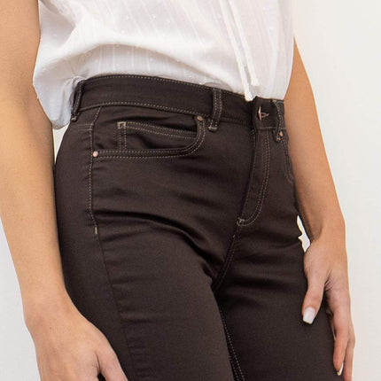 Monsoon High Waist Stretch Skinny Leg Brown Jeans-Quality Brands Outlet-
