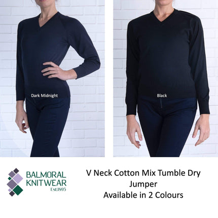Balmoral Jumper Balmoral V-Neck Cotton Mix Ladies Jumper