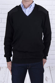 Balmoral Jumper Black / S - 38" Balmoral V-Neck Nato Epaulette Jumper