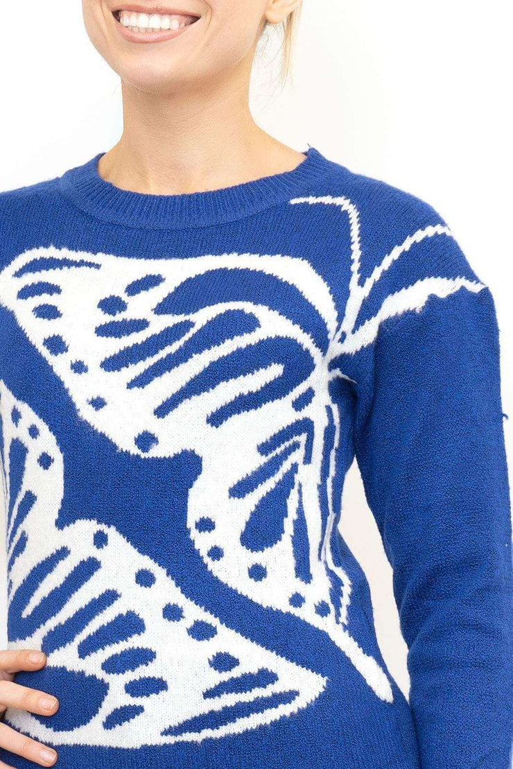 Bonmarche Jumper Bonmarche Blue Butterfly Knitwear