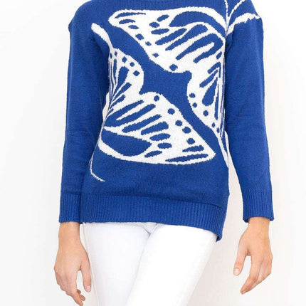 Bonmarche Jumper Bonmarche Blue Butterfly Knitwear