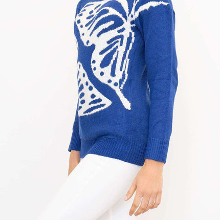 Bonmarche Jumper Bonmarche Blue Butterfly Knitwear