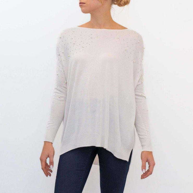 Phase Eight Pandora Ivory Pearl Lightweight Long Sleeve Sweater Jumper - Quality Brands Outlet