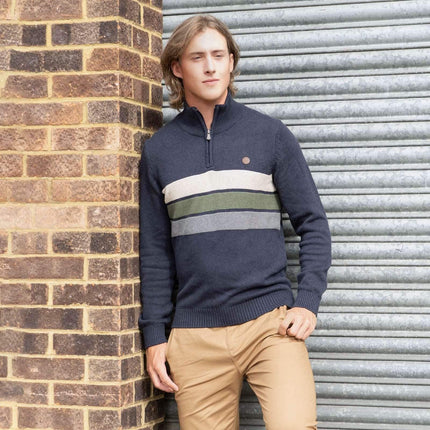 Springfield Half Zip Striped Jumper-Quality Brands Outlet-