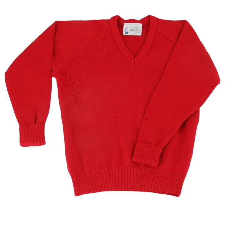 Balmoral Jumper Red / 13 Years (32") Balmoral V-Neck Unisex Kids Raglan Soft Touch Jumper