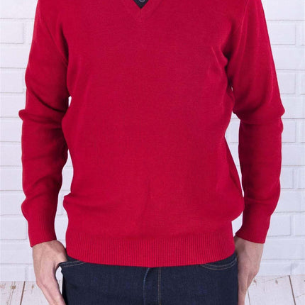 Balmoral Jumper Red / XL - 44" Balmoral V-Neck Wool Mix Teflon Protect Jumper