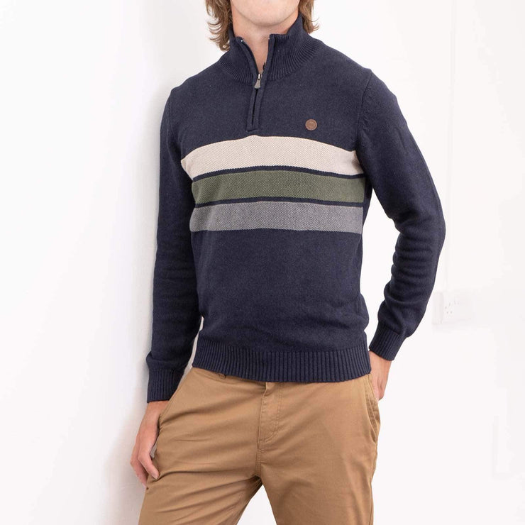 Springfield Half Zip Striped Jumper - Quality Brands Outlet