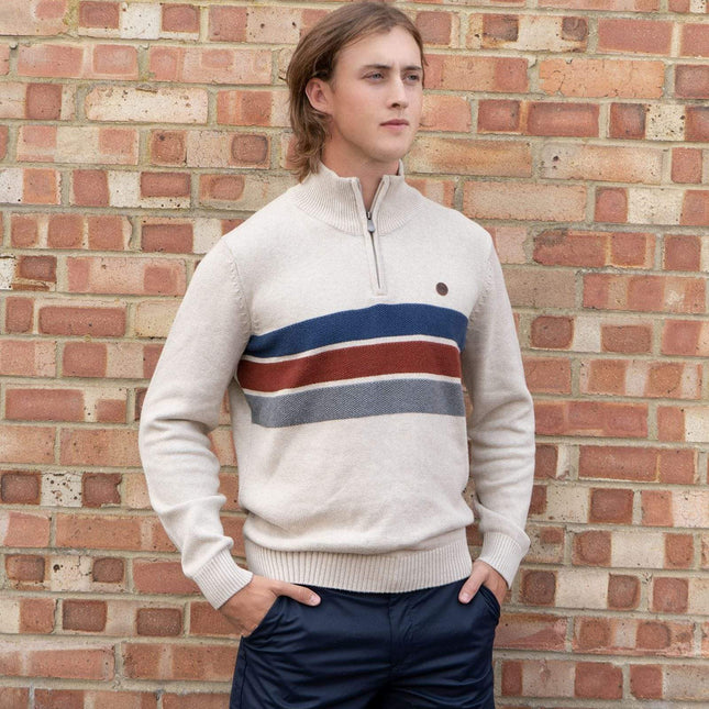 Springfield Half Zip Striped Jumper-Quality Brands Outlet-