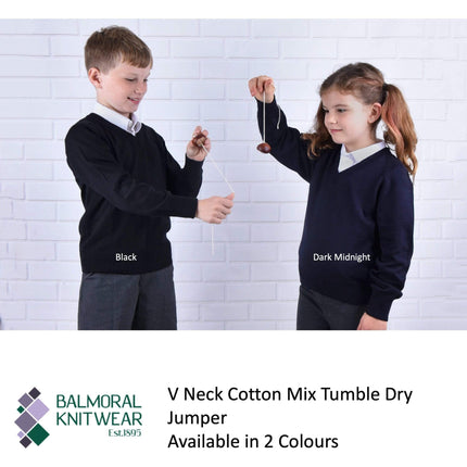 Balmoral Kids V-Neck Unisex Raglan Supersoft Long Sleeve Sweater Jumper-Quality Brands Outlet-