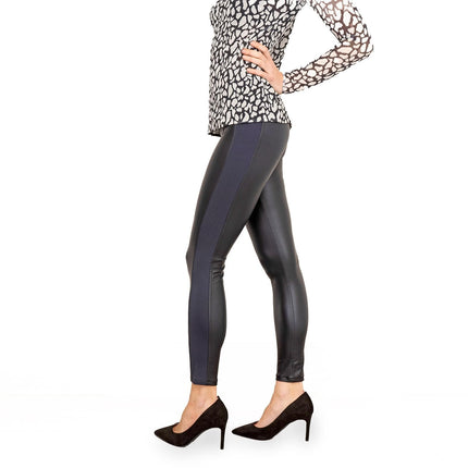 M&Co Stylish Wet Look Leggings in Navy and Berry Red-Quality Brands Outlet-