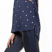 M&Co Navy Star Blouse Longline Top - Quality Brands Outlet