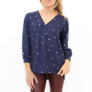 M&Co Navy Star Blouse Longline Top - Quality Brands Outlet