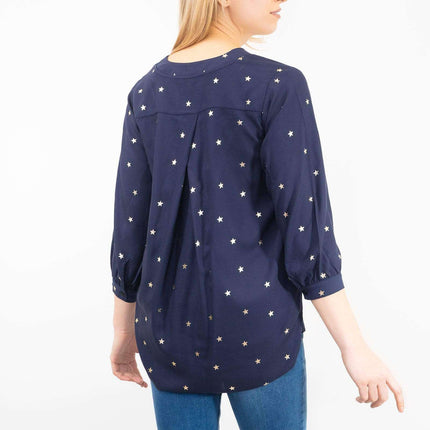 M&Co Navy Star Blouse Longline Top-Quality Brands Outlet-