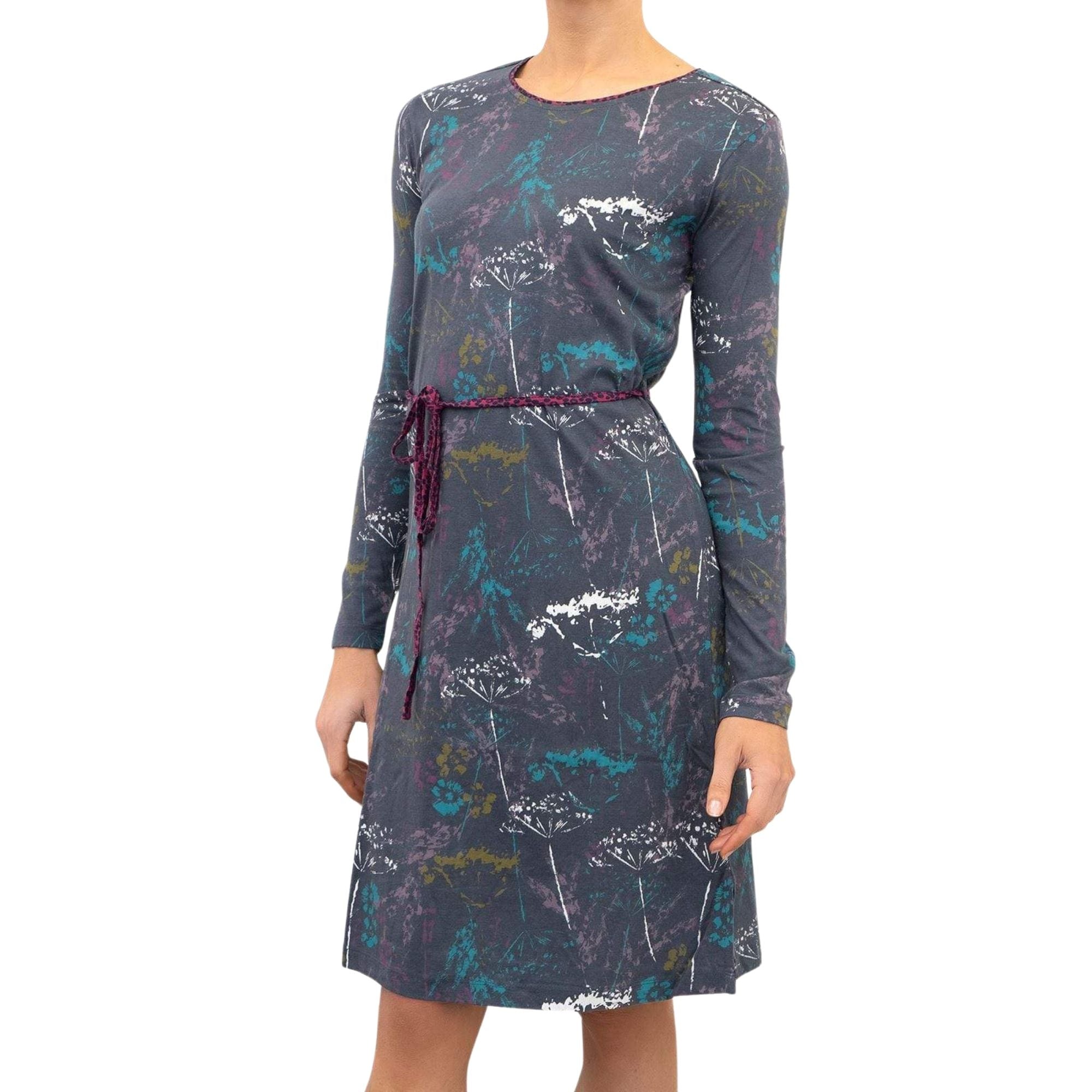 Mistral Pressed Flower Long Sleeve Casual Cotton Jersey Short Dress Quality Brands Outlet