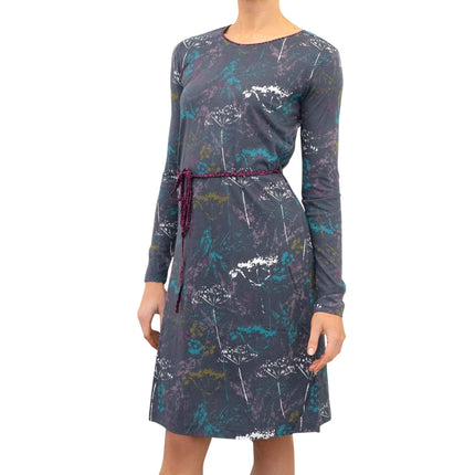 Mistral Pressed Flower Long Sleeve Casual Cotton Jersey Short Dress-Quality Brands Outlet-