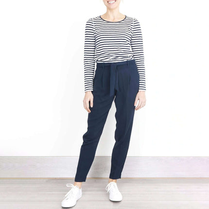 Next Navy Tapered Crop Smart Casual Trousers-Quality Brands Outlet-