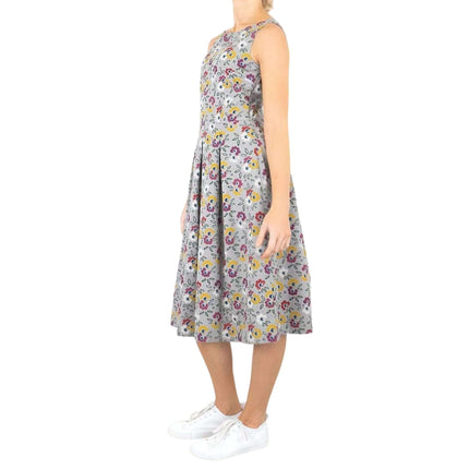 Seasalt Merthen Grey Floral Sleeveless Midi Dress-Quality Brands Outlet-