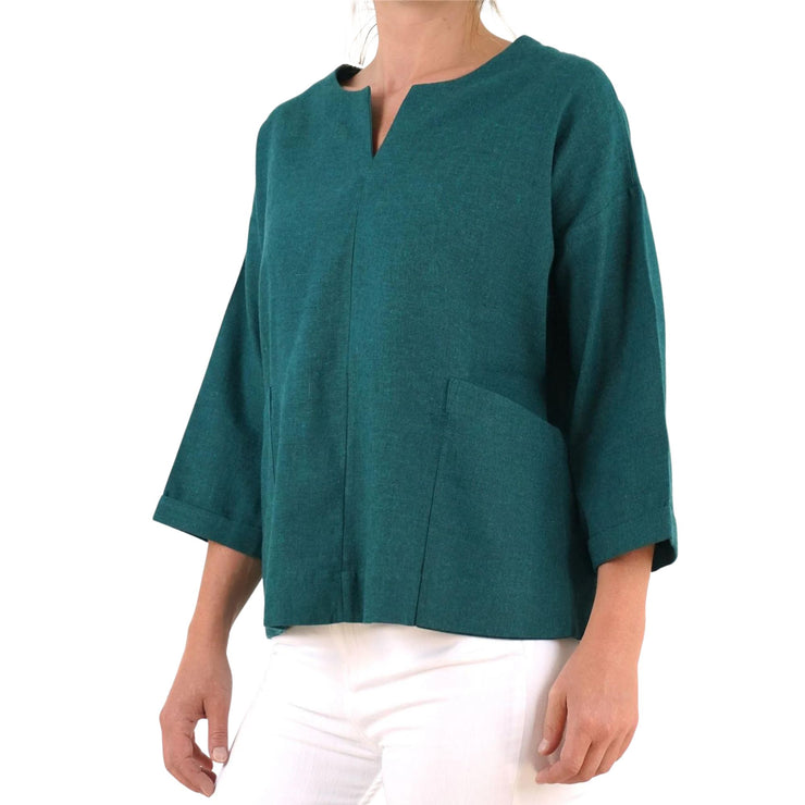Seasalt Carlyon Bay Green Relaxed Fit Blouse 3/4 Sleeve Tops