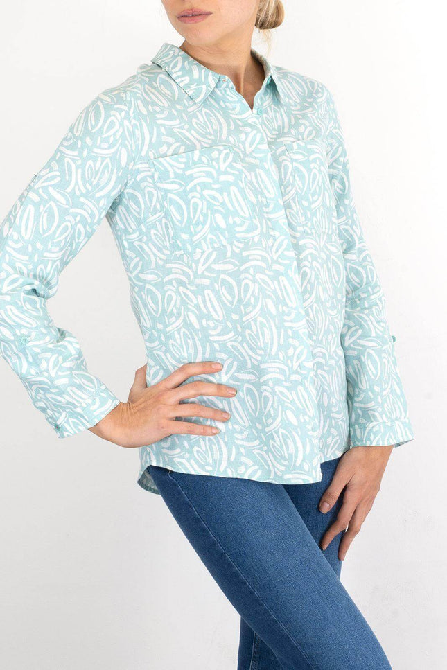 White Stuff Linen Sprig Long Sleeve Linen Shirt-Quality Brands Outlet-
