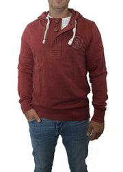 FatFace Shirts & Tops FatFace Red Vintage Dyed Half Button Hoodie