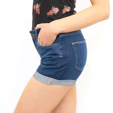 White Stuff Blue Denim Roll Up Shorts-Quality Brands Outlet-