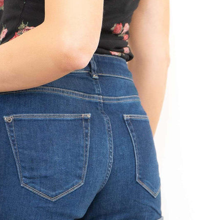White Stuff Blue Denim Roll Up Shorts-Quality Brands Outlet-