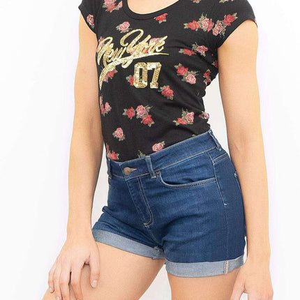 White Stuff Blue Denim Roll Up Shorts-Quality Brands Outlet-