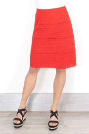 Per Una A-Line Red Cotton Skirt - Quality Brands Outlet