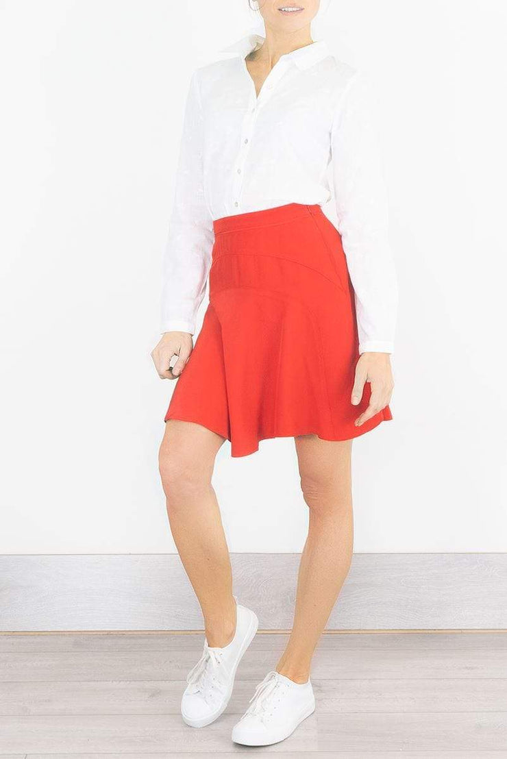 Reiss Red Christa Fit & Flare Short Skirt - Quality Brands Outlet