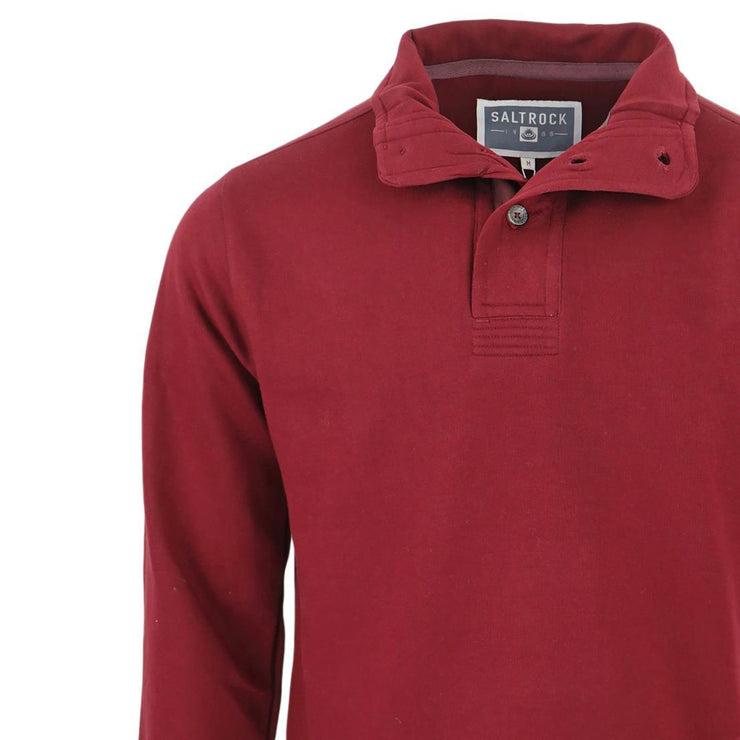 Saltrock Men Dark Red Sweater Funnel Neck Long Sleeve Sweatshirt - Quality Brands Outlet