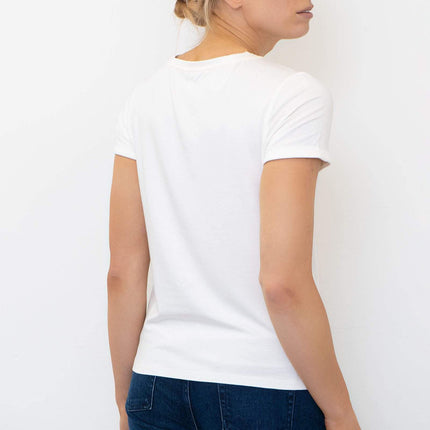 M&Co Lemons Short Sleeve Crew Neck White Cotton Top-Quality Brands Outlet-