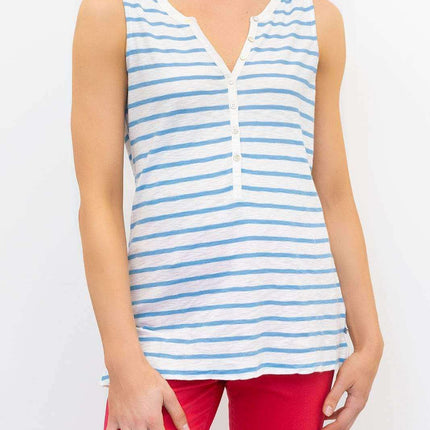 White Stuff Vest Sleeveless Button Up Cotton Jersey Summer Casual Tops-Quality Brands Outlet-