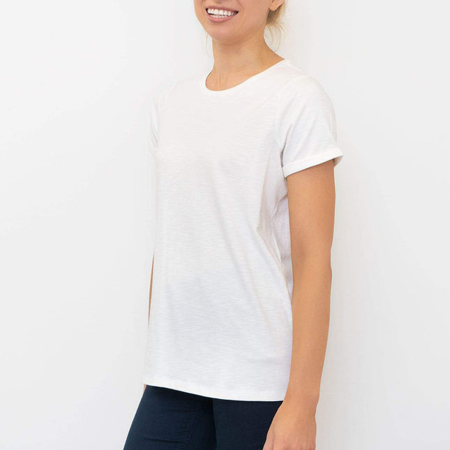 M&Co White Short Sleeve Crew Neck Cotton Jersey Essential Tops-Quality Brands Outlet-