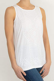 White Stuff White Embroidered Sleeveless Vest Cami Tops - Quality Brands Outlet